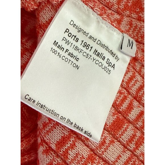 Ports 1961 Work in Progress Ribbed Red & White Cotton Knit Top Lettuce Edge - Picture 4 of 9